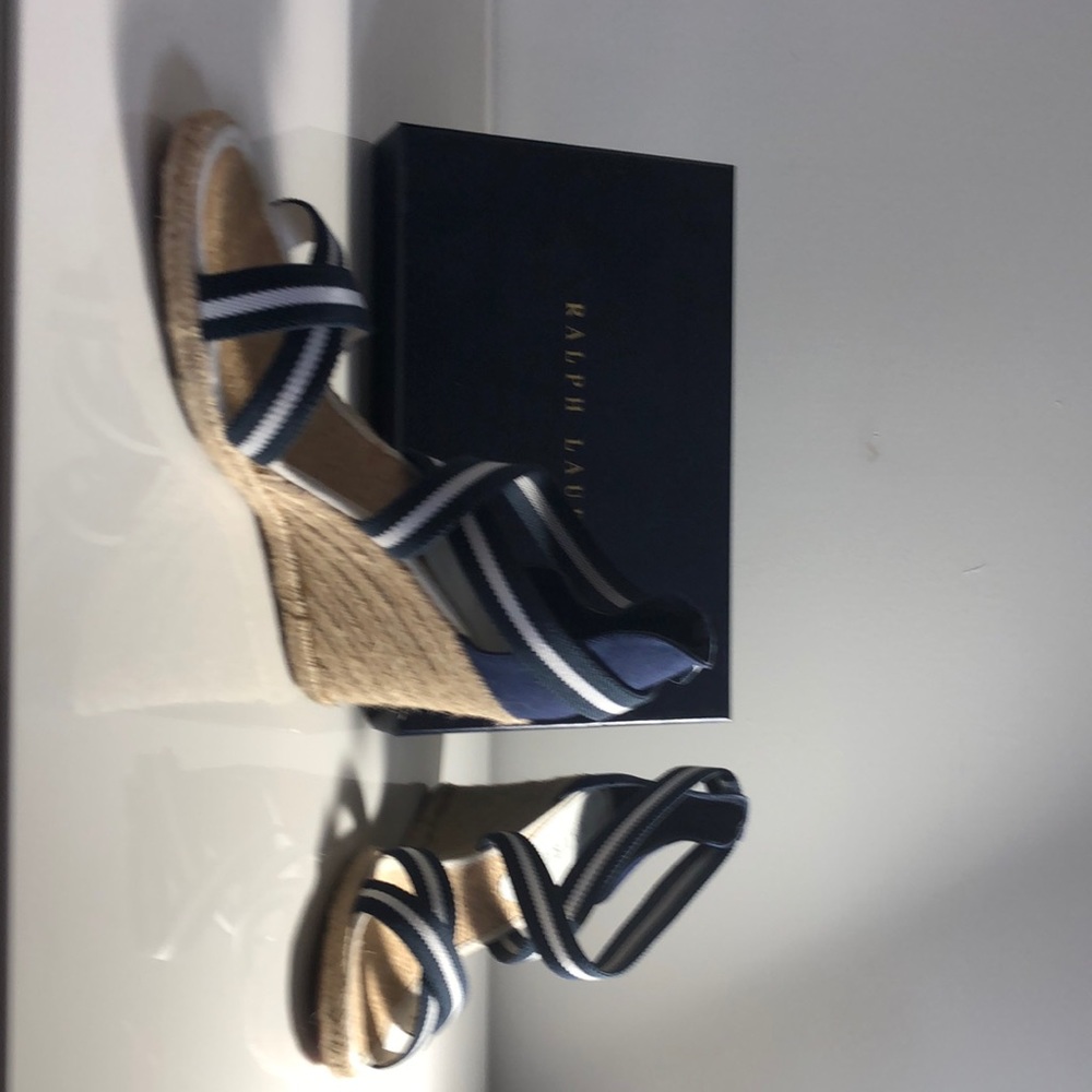 Ralph Lauren blue/white stripe espadrilles